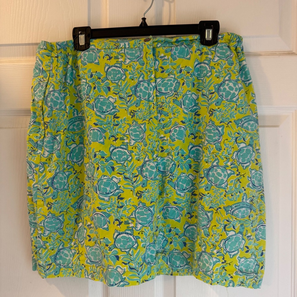 Moka Sport Skort Women 16 Green Blue Turtle Print Preppy Coastal Tropical 5252